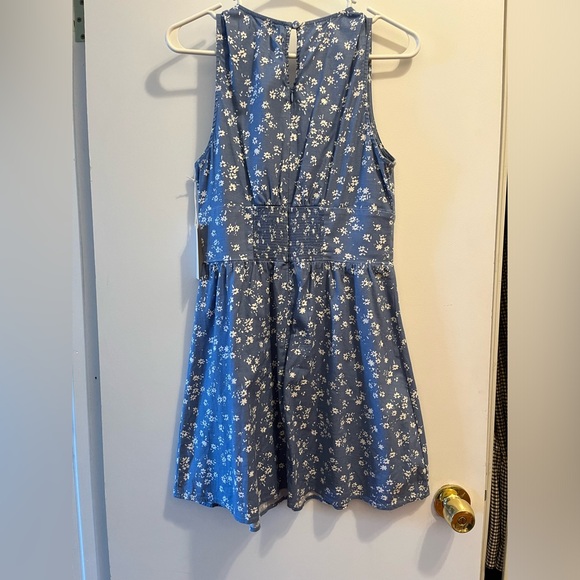 Reformation Isador Light Blue Cotton Sundress with White Floral Print (Size 8) - Picture 5 of 8